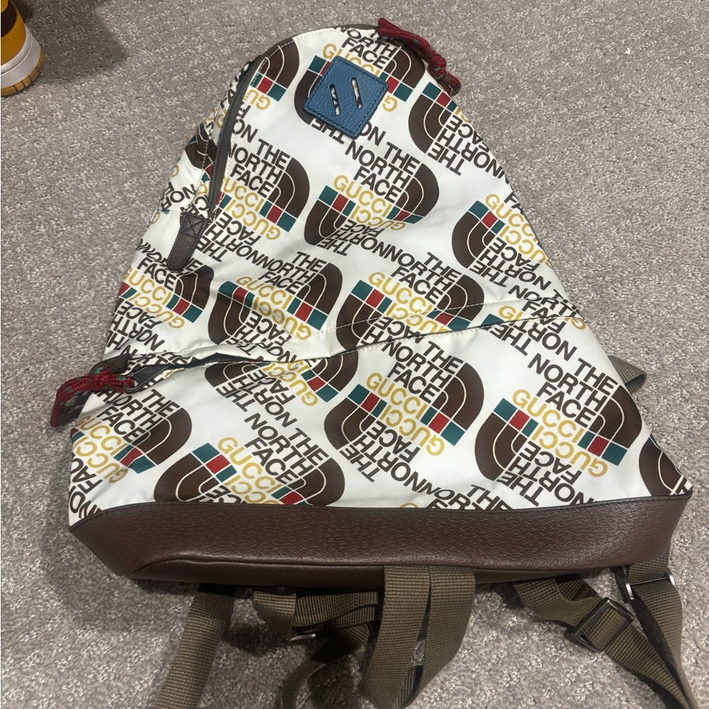 The North Face Gucci White and Brown Logo Backpack